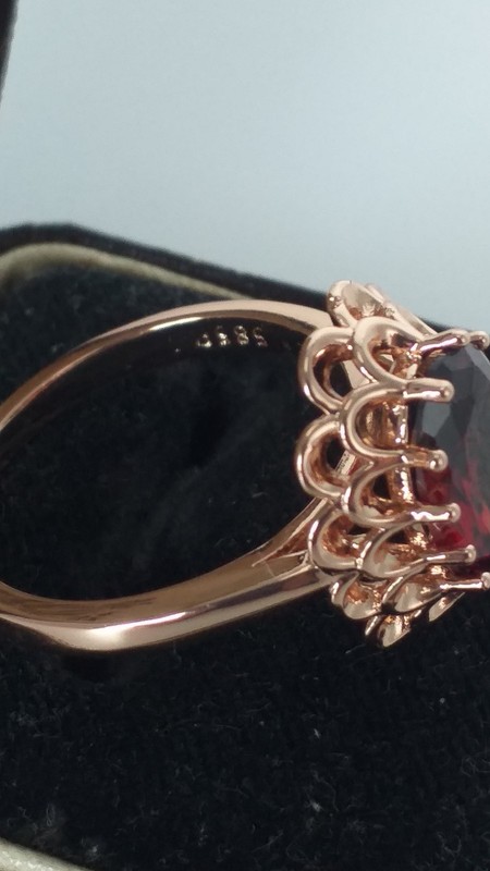 Vintage 1990-s 14 Ct Rolled Gold Ruby Ring Size UK R US 8 1/2 -HALLMARKED 585 gallery