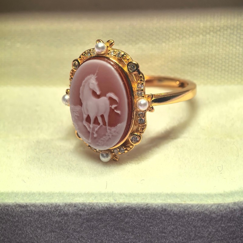 vintage Cameo ring Red agate sterling silver antique jewelry anniversary gift gallery