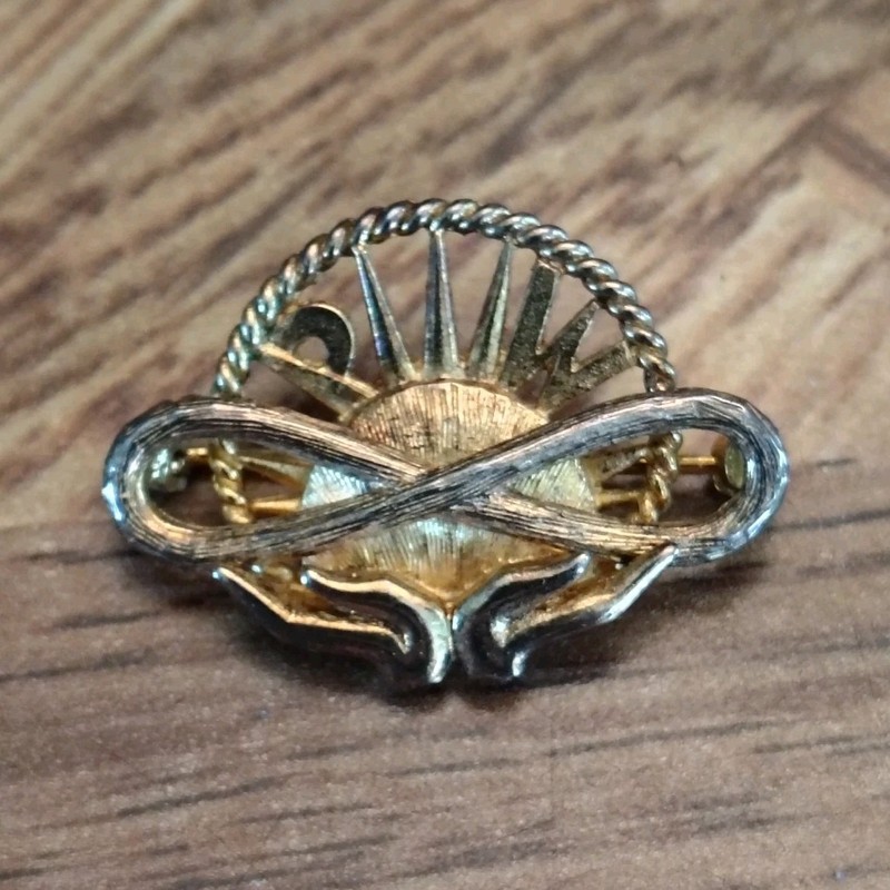 Vintage Sun infinity Symbol Pin Sterling Silver With Gold Tone