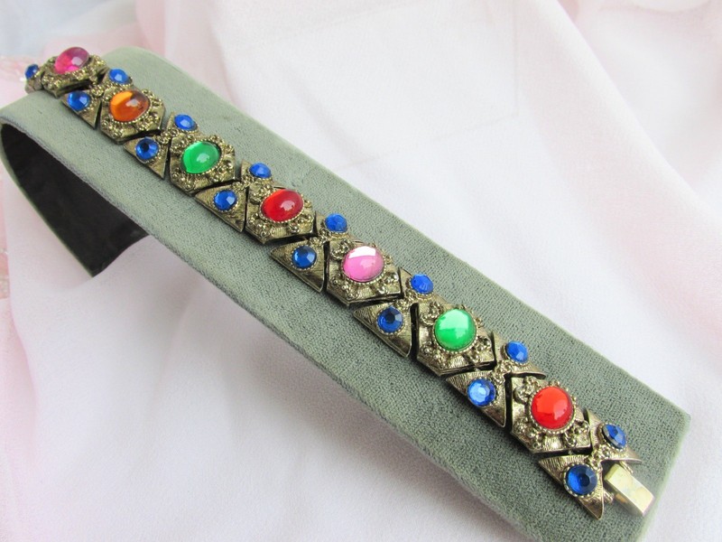 VTG Etruscan Revival Mogul Gripoix Bracelet High End Designer Statement Runway