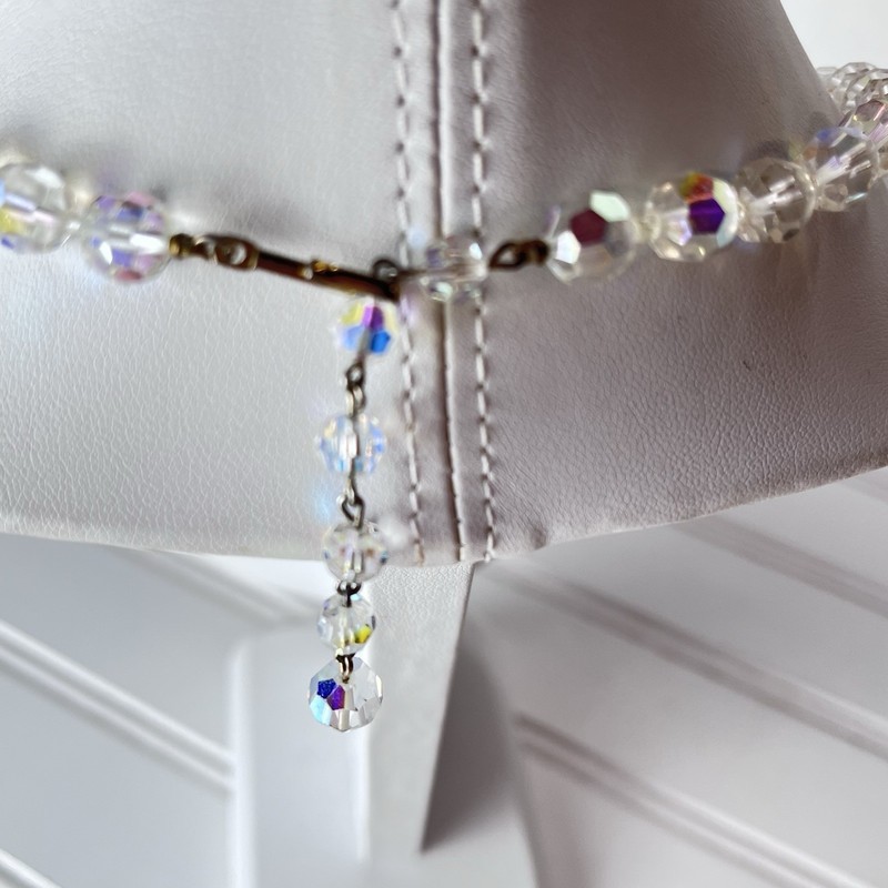 Vintage 1950s Faceted Lucite Bead Choker Necklace - 16” - Multicolor Highlights gallery