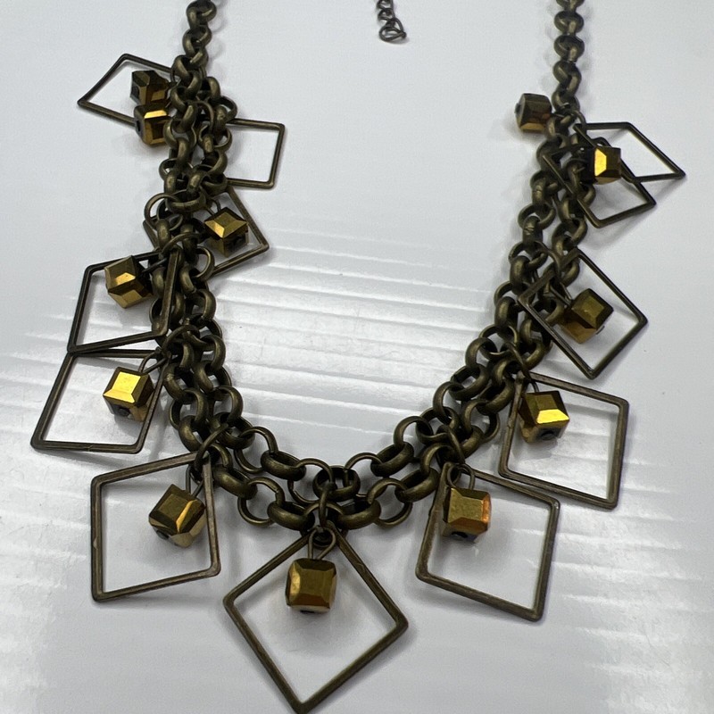 H3 Lot Brass Gold Chains Layered Beaded Bib Crystals Resin Retro Necklaces gallery