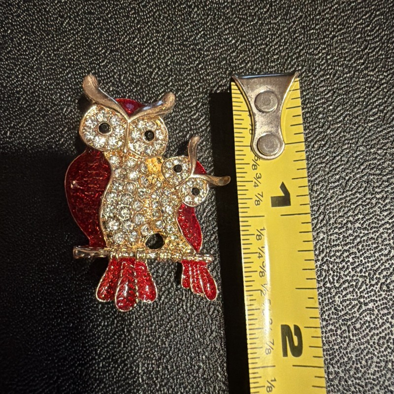 Owl Pair Rhinestone Brooch Pin Gold Tone Costume Jewelry gallery
