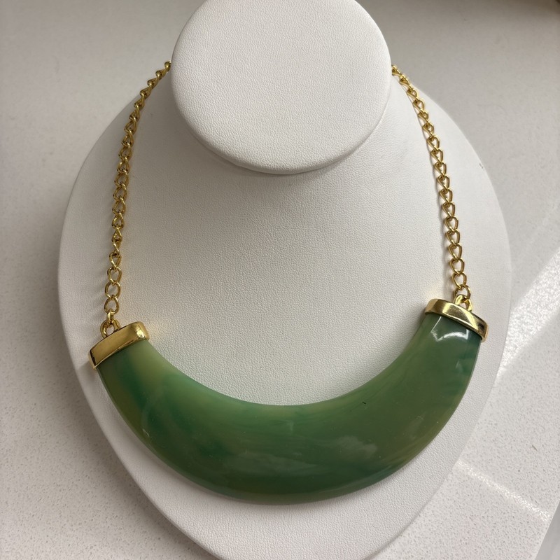 Kenneth Jay Lane Vintage Jade? Curved Collar Necklace—Stunning!Statement! Green