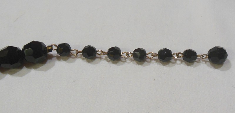 Round Faceted Black Glass Bead Choker Necklace & Clip On Earrings Set gallery