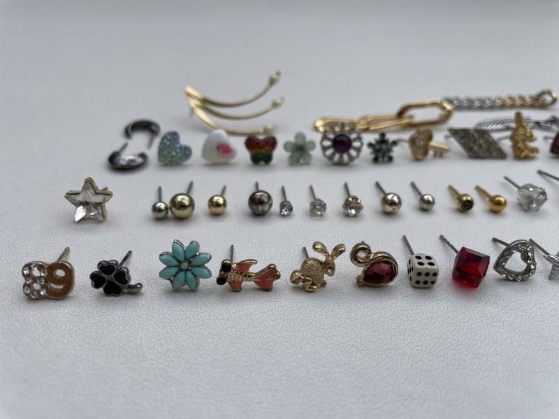 SINGLE Pierced Stud Earring Lot Craft Jewelry Art Metal Glass Acrylic 60 Earring gallery