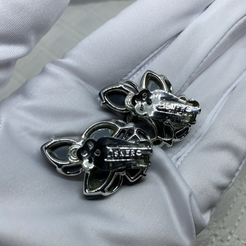 Vintage Lisner Thermoset Clip Earrings Moonglow Gray Climbers Leaves Mid Century gallery