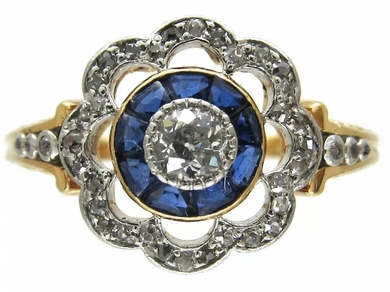 Art Deco Style Round Cut Lab Created Diamond 14k Yellow Gold FN Anniversary Ring