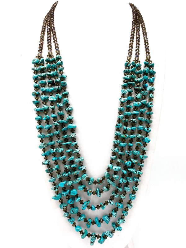 SOMS 6-Strand Turquoise Nugget & Crystal Necklace gallery