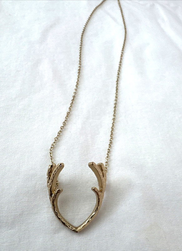 Unique Vintage Necklace Minimalist Gold Western boho Deer moose Antlers Hunter