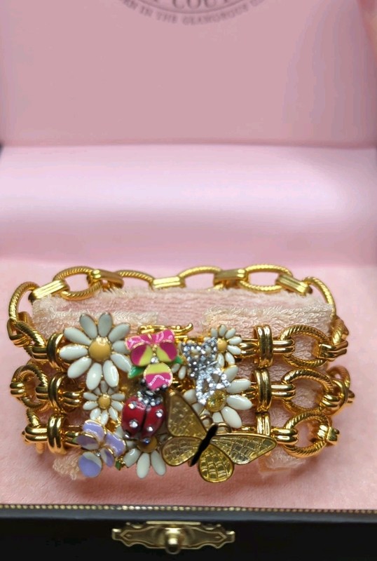 Vintage Y2k JUICY COUTURE Floral Statement Garden 6 3/4 In Bracelet Inbox E21