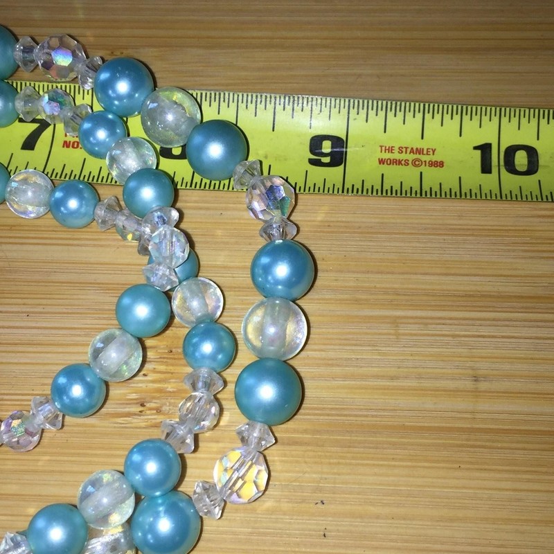 Vintage Multi-Strand Choker Necklace Faux Pearl Acrylic Crystal Beads gallery