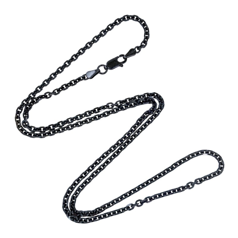 Estate Italy Sterling Silver 925 Black Cable Link Chain Necklace 20″