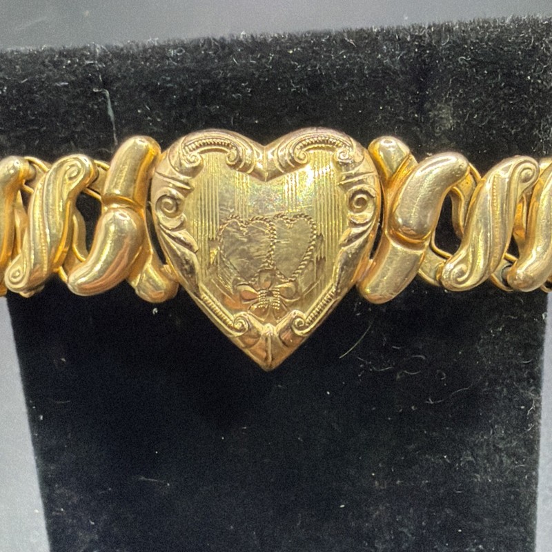Vintage 1943 Speidel Made Phoenix HEART Expansion Bracelet 5″-7 1/4″ Excellent