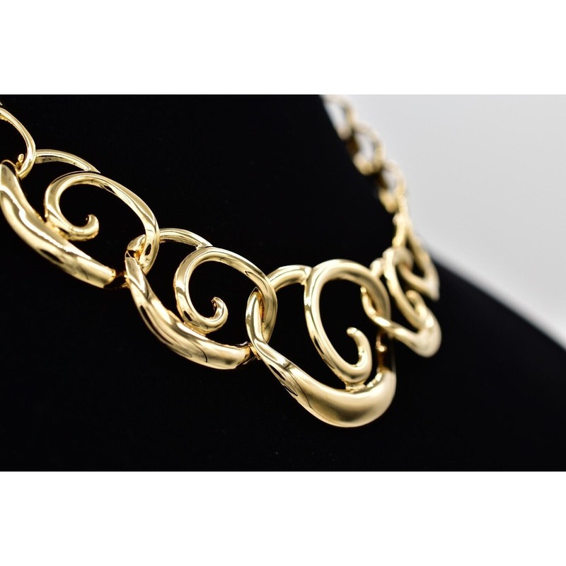 Vintage Collar Necklace Gold Tone Lightweight Metal Chain Shiny NOS 1980s BinA14 gallery