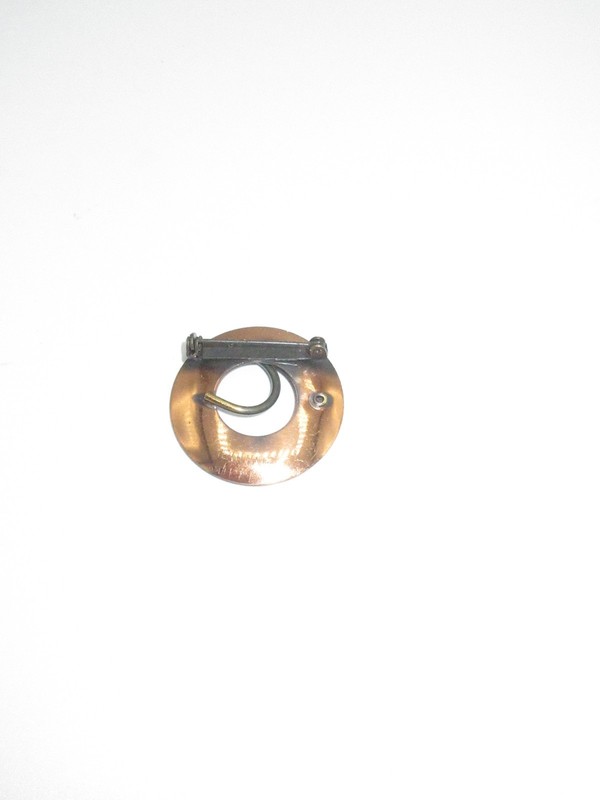 Genuine Copper Pin Brooch Abstract Round Shaped Metal Vintage Unique Small CHIC gallery