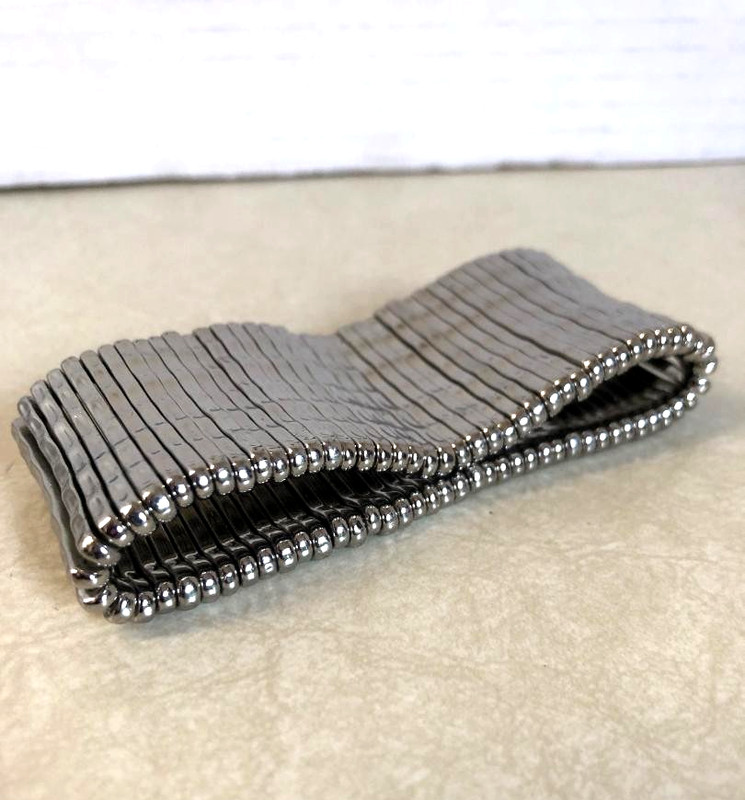 Stretch Bangle Bracelet Silver Tone Metal expandable 6 row large wide gallery