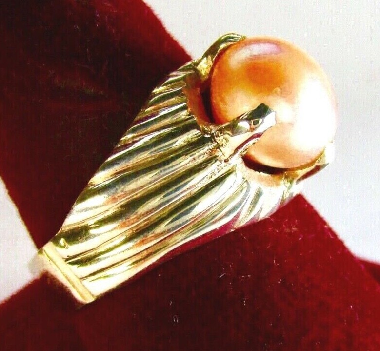 Beautiful 925 Sterling Silver Ring, With 9 mm Pinkish Pearl, Size Q gallery