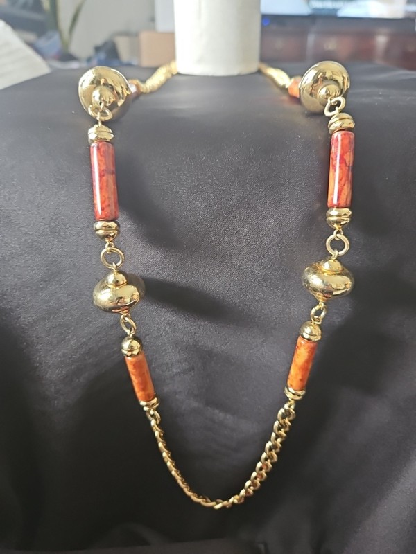 Avon Sienna Sunset Necklace 1995 Gold Tone Chain 38 Inches Vintage Jewelry