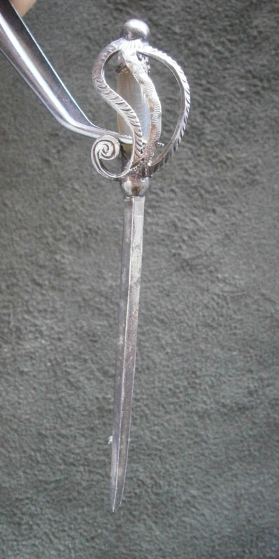 Large Sword with Stone Hilt Brooch Vintage Hallmark Sterling Silver 5.8g NO PIN