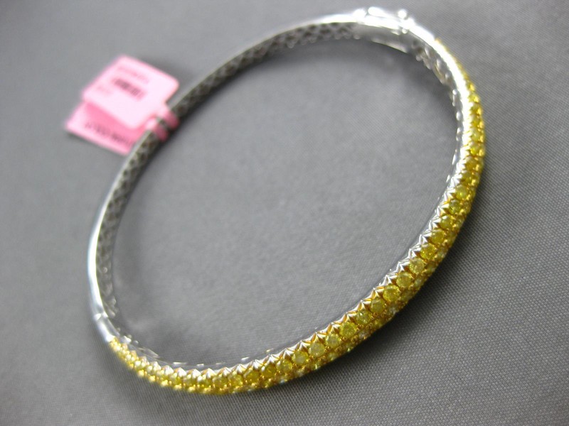 WIDE 3.25CT INTENSE FANCY YELLOW DIAMOND 18KT 2 TONE GOLD CUFF BANGLE BRACELET gallery