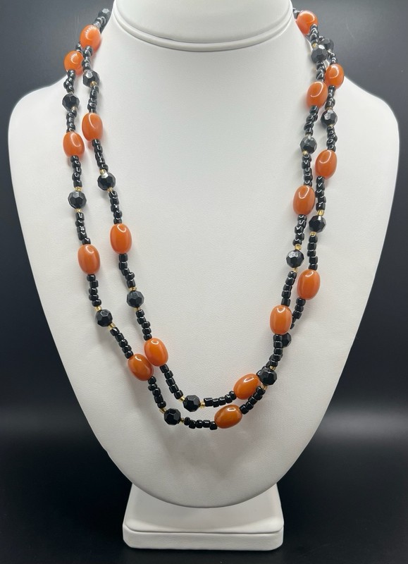 Vintage Art Deco Era 45” Length Flapper Bead Strand Necklace