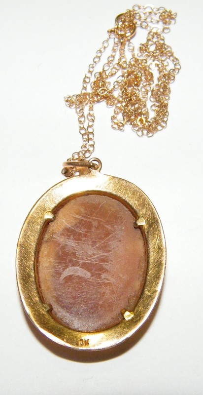 10K Carved Shell Cameo on an 18" 14K Gold Chain gallery