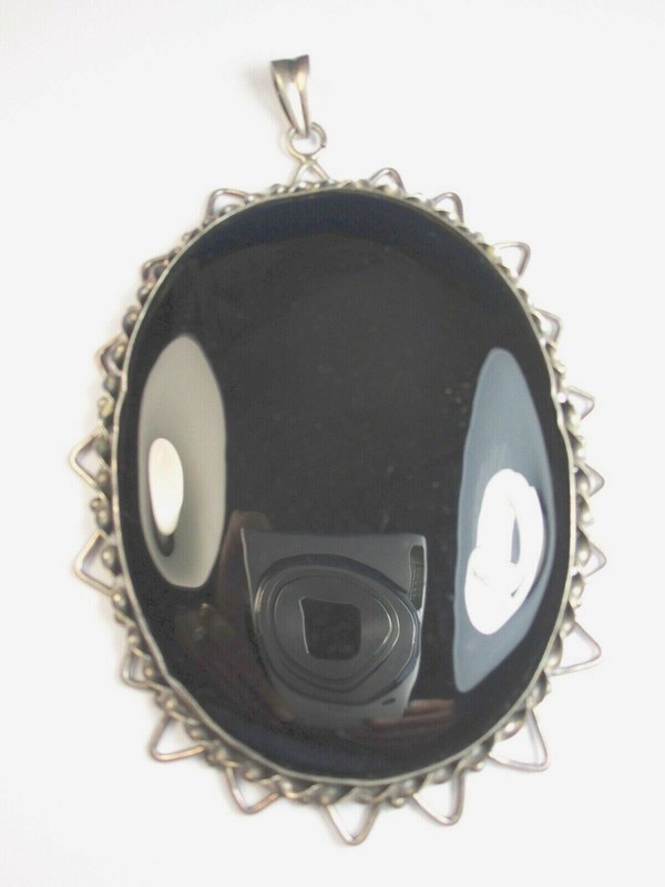 Very Big & Gorgeous, 925 St. Silver 10×6.75 CMS Pendant studded with Black Onyx