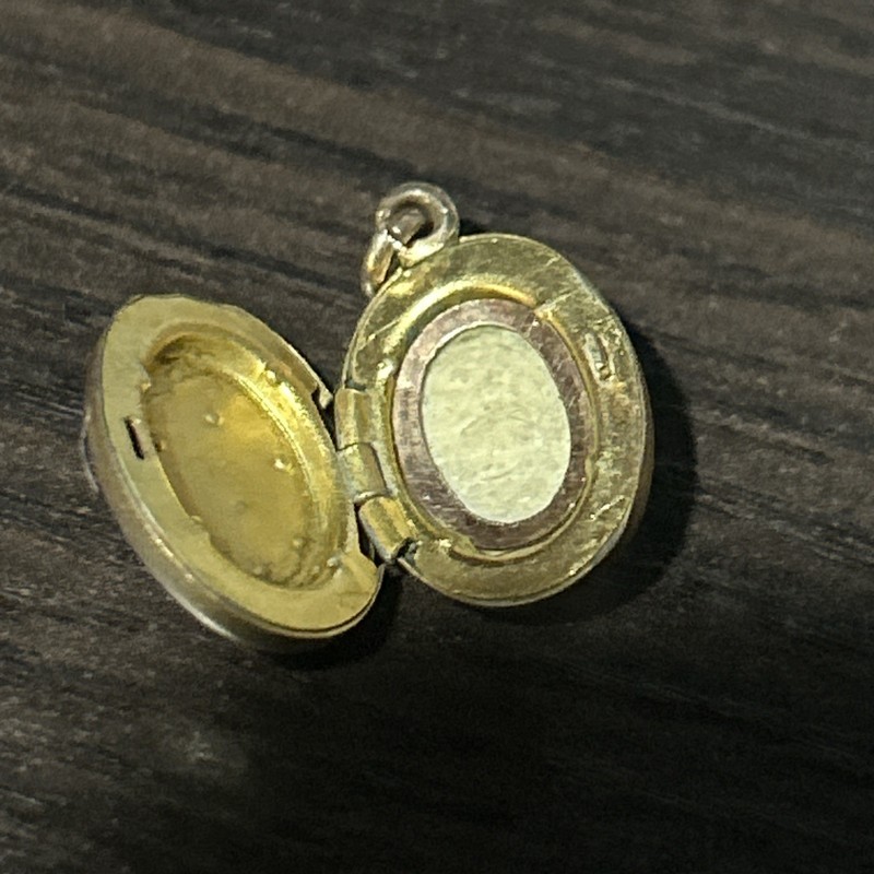 Antique 2g Victorian Rose Gold Filled Oval Locket Fluer de Lis Paste Stones Tiny gallery