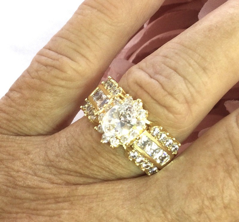 Vintage Jewellery Gold Ring White Sapphires Antique Deco Dress Jewelry R 1/2