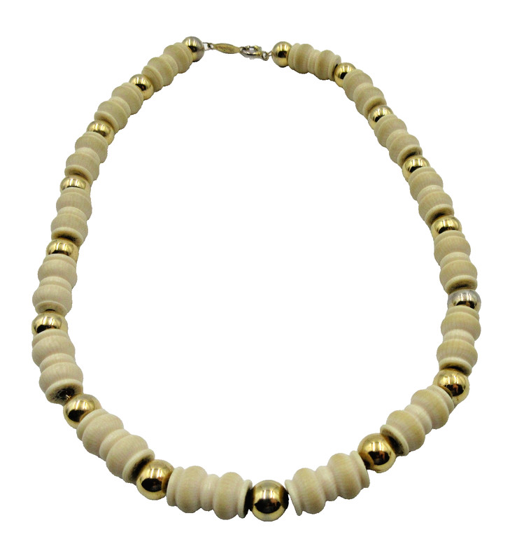 VTG SIGNED NAPIER 16" Choker Necklace off white gold tone oval link chain strand gallery