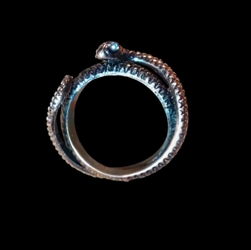 .50ct Natural White Diamond Eyes Snake Ring | 8 Cut | Benzantine Copper Bronze gallery