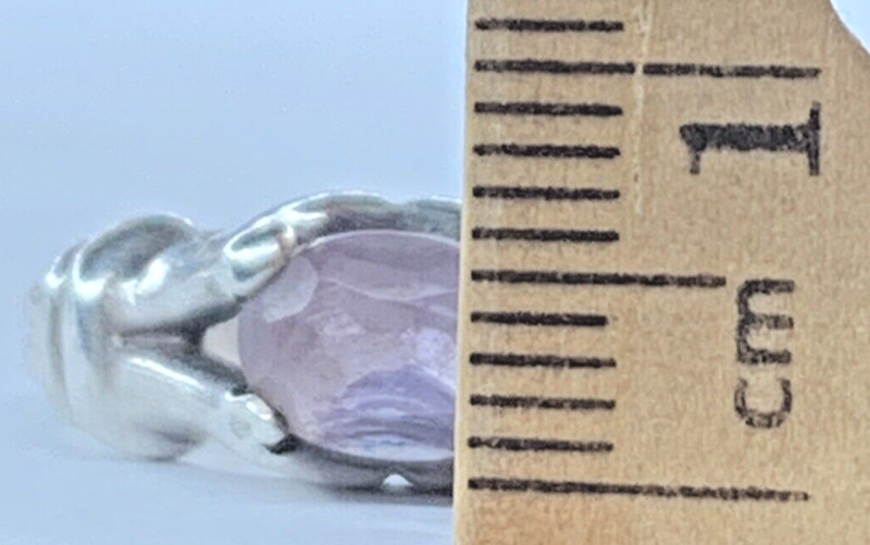 Vintage Sterling 925 L 6mm X 8mm Amethyst Modernist Raised Ring SZ 8, 5G Quality gallery