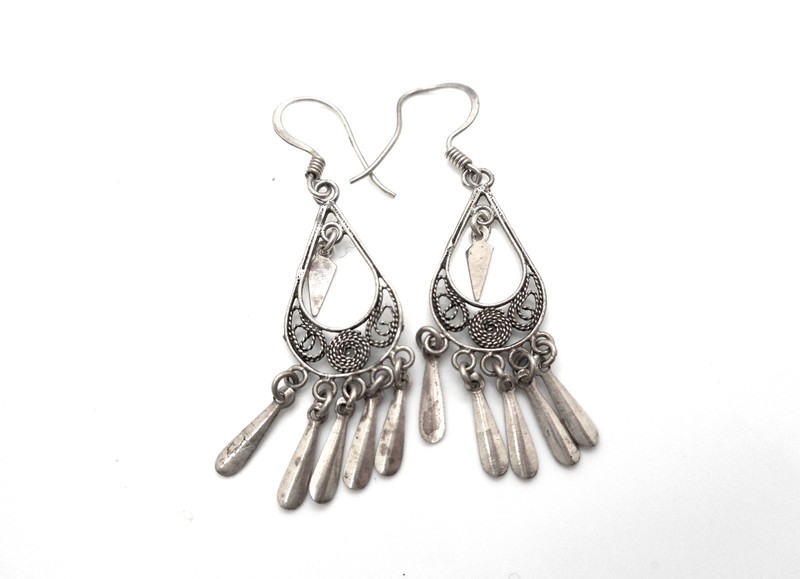 Unique Vintage Sterling Silver Earrings 1970’s 925 Chandelier Dangles
