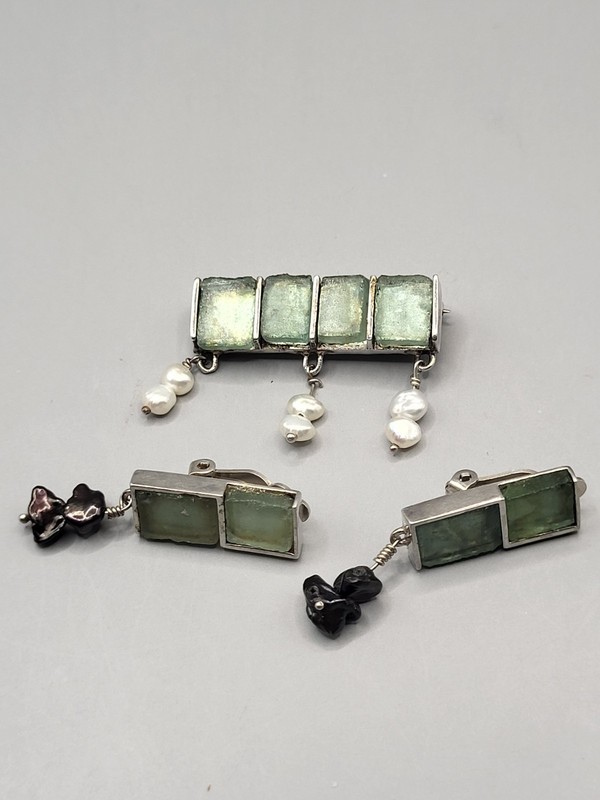 Sterling Silver Broach And Clip On Earrings