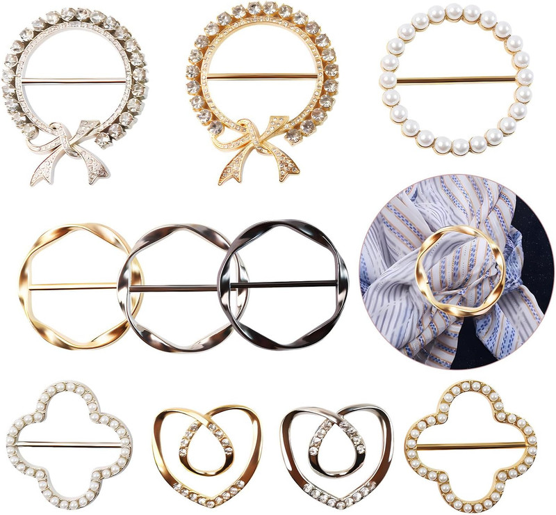 10 Pack Scarf Ring Clip T-Shirt Tie Clips for Women, Scarf Ring Clothes Corner K gallery