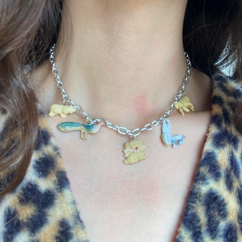 vintage cracker jack charms on sterling silver plated cable chain necklace gallery