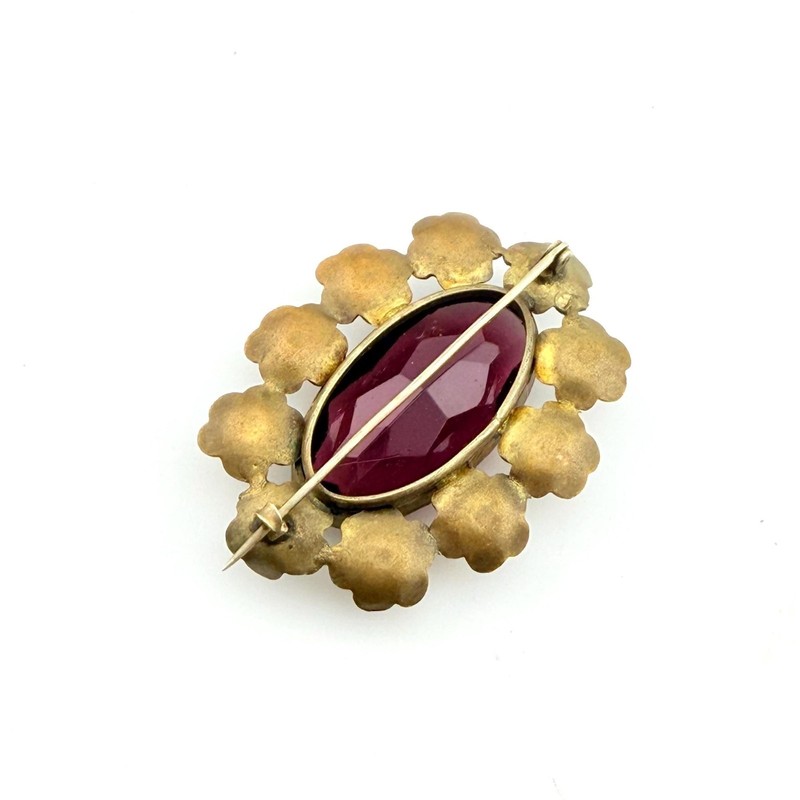 Vintage Purple Glass Czech 1930s C Clasp Brooch Pin Flower Large Costume Jewelry gallery