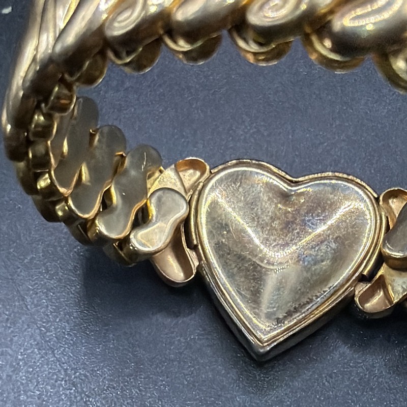 Vintage 1943 Speidel Made Phoenix HEART Expansion Bracelet 5"-7 1/4" Excellent gallery