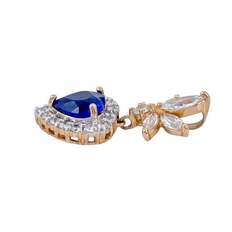 Vintage Gold-Plated Sterling Silver 925 White Blue Heart Cubic Zirconia Pendant gallery