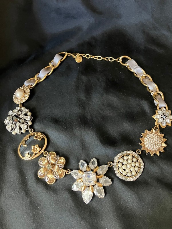 Carolee Maximalist Necklace Chunky Ribbon Chain Adjustable Statement gallery