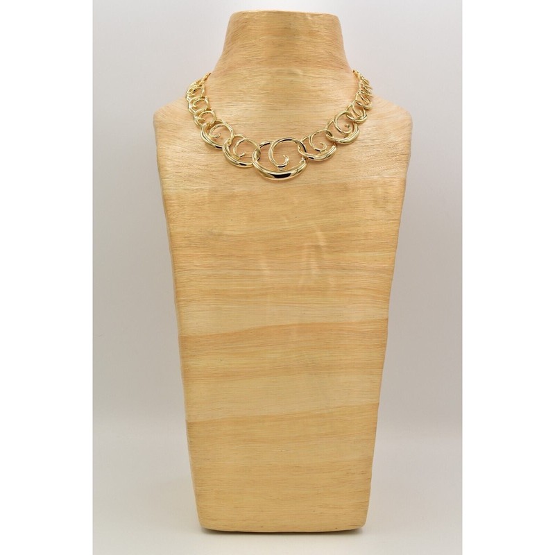 Vintage Collar Necklace Gold Tone Lightweight Metal Chain Shiny NOS 1980s BinA14 gallery