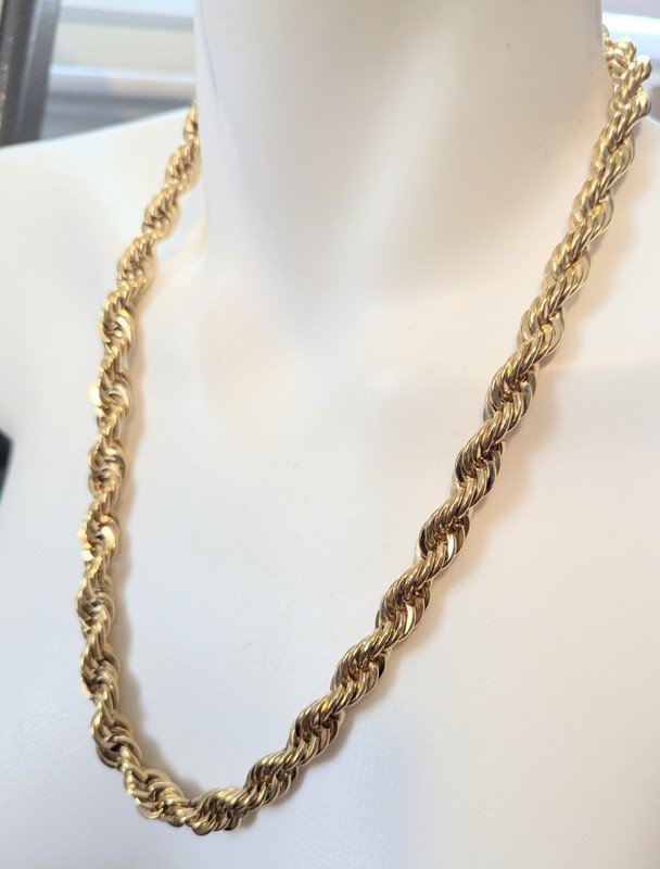 Vtg Signed NAPIER 9mm Thick 24" Rope Chain Necklace 140gr Gold Tone gallery