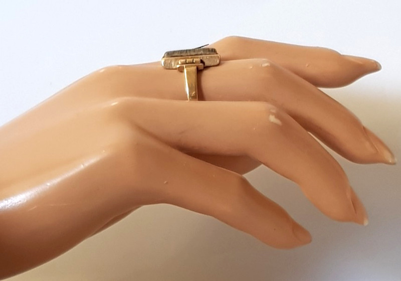 Antique Vintage Solid 14K Gold Hematite? Monogram Signet Ring For Repair 10.9gms gallery