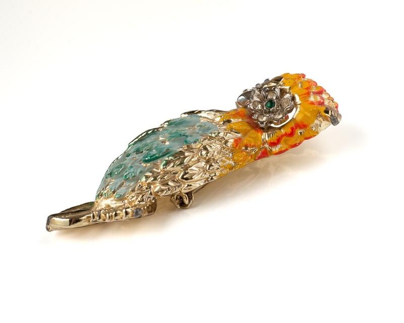 Owl Brooch Pin Jewelry Green and Gold Tone Green Rhinestone Enamel gallery