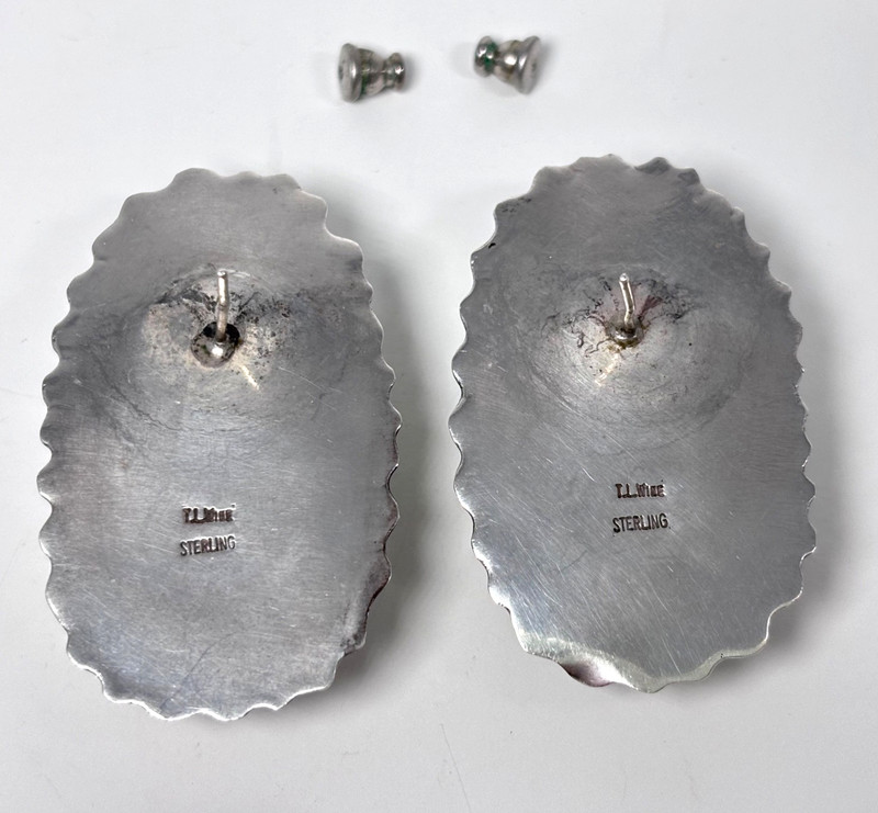 VTG Earrings 925 Silver Osmeña Nautilus Shell Pearl Cabochons Post TLK Mine gallery