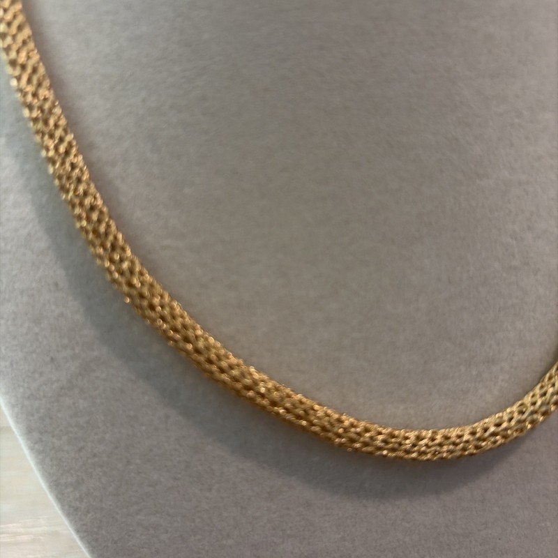 Itaor Vintage Gold Vermeil 925 Sterling Silver Woven Mesh Necklace - 16” gallery