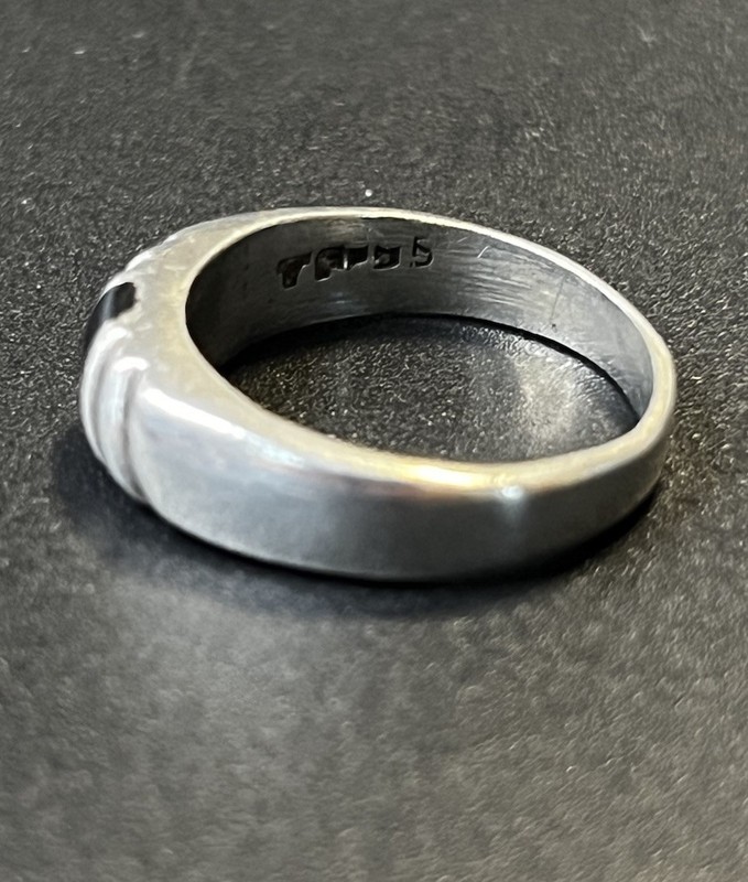Vintage Taxco Mexico Sterling Silver 925 Sz 7.5 Onyx Ring Hallmarked Tested gallery