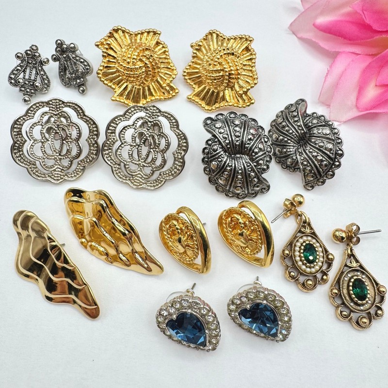 Vintage Avon Earring Lot 80s 90s Opulent Ornate Statement Retro Mixed Styles