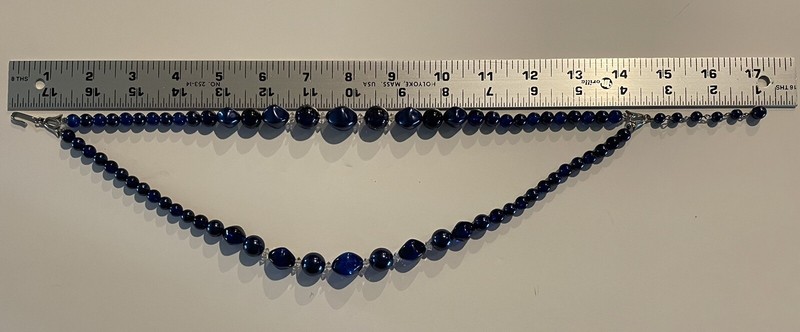Vtg Lot 3 Bead Necklace Navy Blue Graduated Crackle Lucite - Pearl - Mint Green gallery